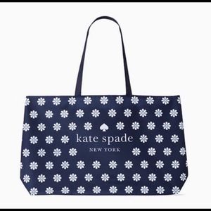 Kate Spade Canvas Shopping Tote / Beach Bag / Reusable Bag — Floral Navy